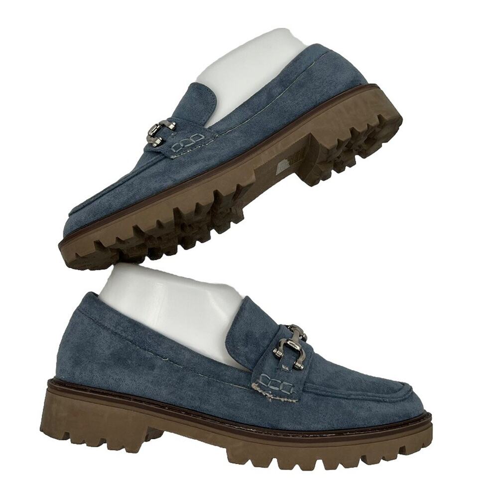 Journee Collection Loafer Shoes Blue Chunky 8 Blue NEW - Picture 4 of 6